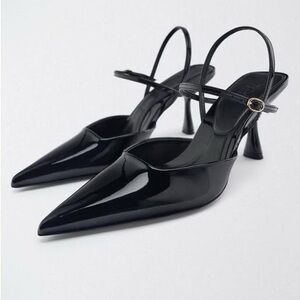 Zara Black Patent Leather Stiletto Heels